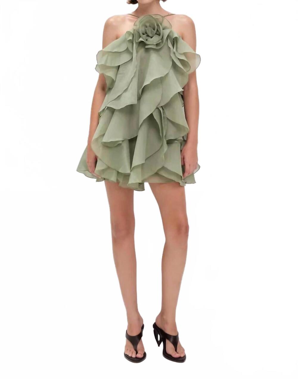NEW AJE. pandorea layered mini dress in moss
